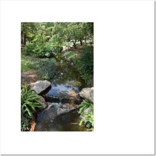 zen garden in water stream ecopop tx park Posters and Art